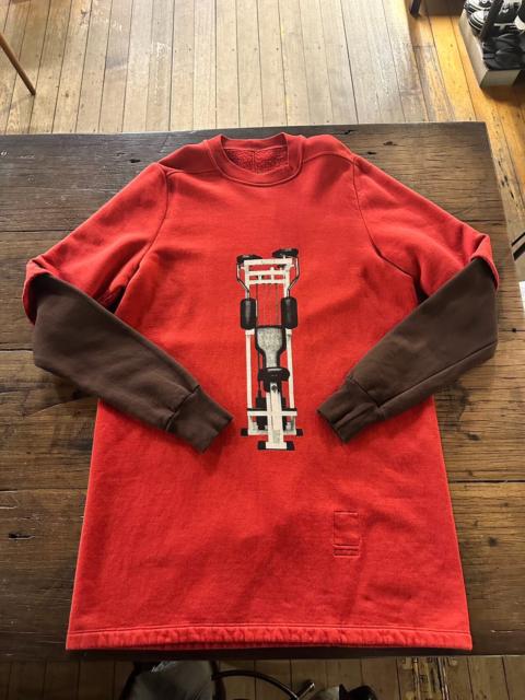 Rick Owens Rick Owens FW19 Red Gym Print Layered Cotton Sweater