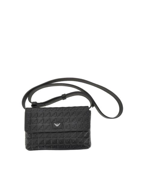 EMPORIO ARMANI Emporio Armani Embossed Leather Pouch Black