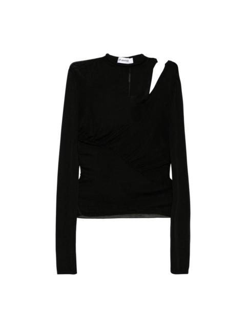 self-portrait Black Cut Out Viscose Knit Top