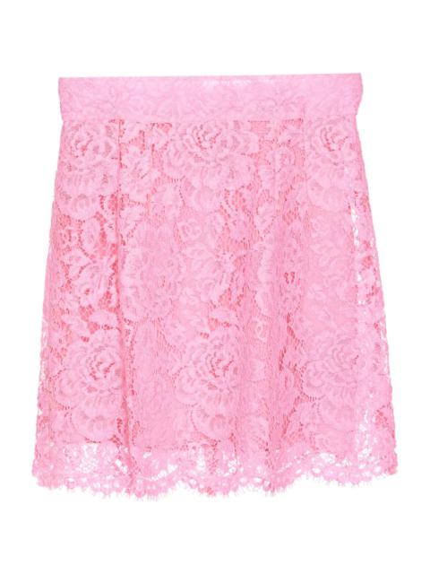 Branded Floral Cordonetto Lace Miniskirt