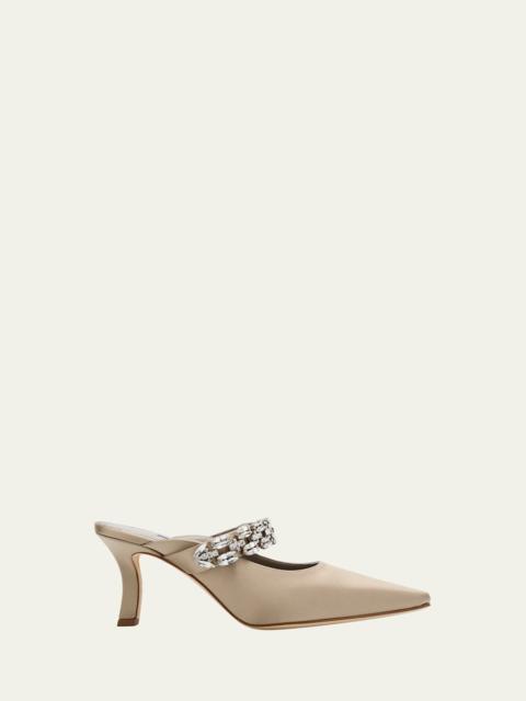 Manolo Blahnik Tamolmu Embellished Satin Mules