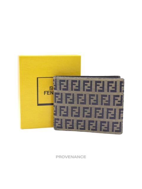 FENDI Fendi Bifold Wallet - Micro FF Zucca Canvas Navy