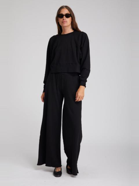 SPRWMN BLACK KNIT WIDE LEG PANTS