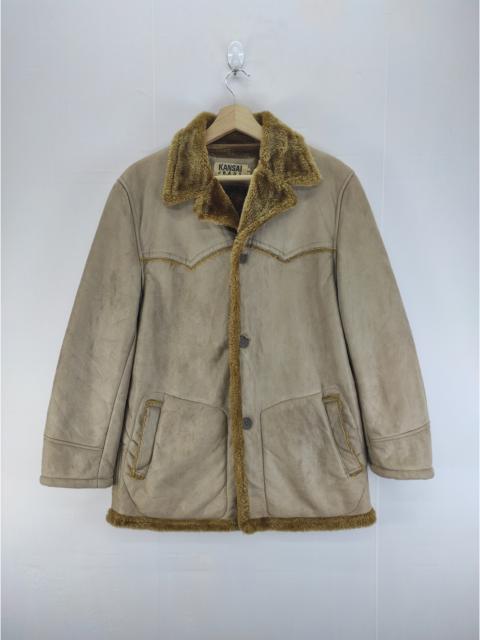 Other Designers Japanese Brand - Kansai Jeans Fleece Lined Faux Suede Shearling Coat