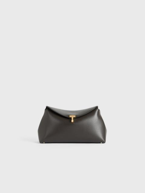 TOTEME T-lock leather clutch bark