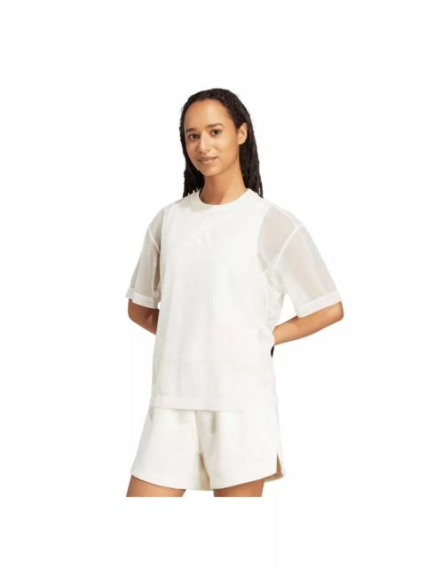 adidas Women's Soft Lux Mesh T-Shirt - Off-White