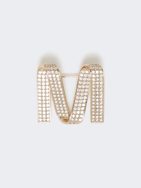 Max Mara MGROSGRAINPIND Rhinestone M-shaped brooch