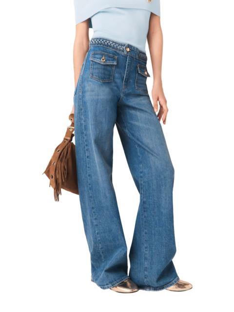 maje maje Braided flared jeans in Blue at Nordstrom