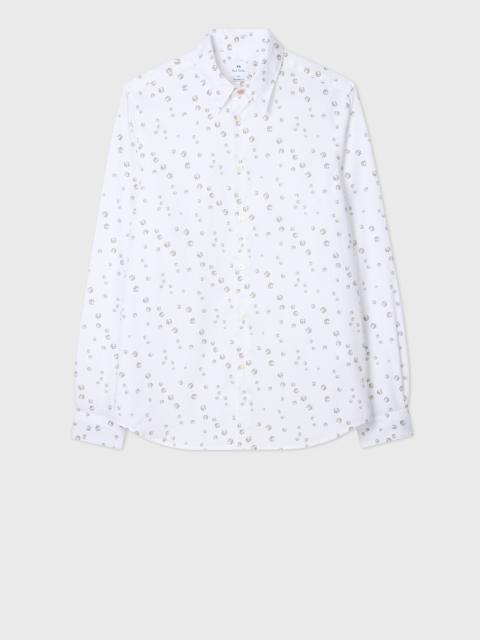 Paul Smith Tailored-Fit White 'Dice' Print Shirt