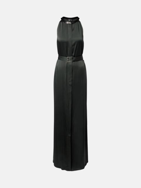 TOM FORD Belted satin crêpe halterneck gown