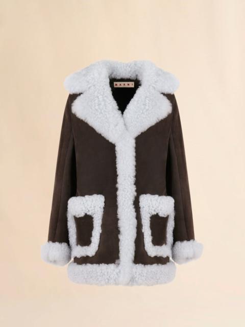 Marni BROWN SHEARLING OVERSIZED JACKET