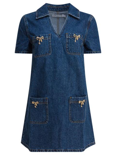 self-portrait Self-portrait Denim Dress With Bow Detail