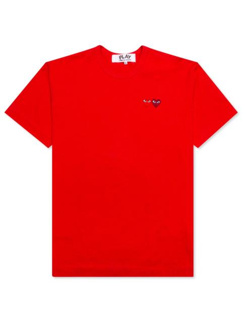 Comme des Garçons PLAY COMME DES GARCONS PLAY WOMEN'S DOUBLE HEARTS T-SHIRT - RED
