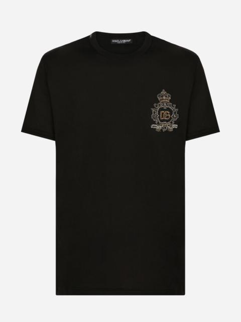 【Dolce & Gabbana】ヘラルドDGパッチ シルクジャージーTシャツ Dolce & Gabbana】ヘラルドDGパッチ シルクジャージーTシャツ