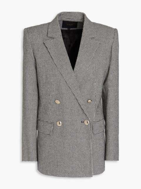 maje Double-breasted houndstooth tweed blazer