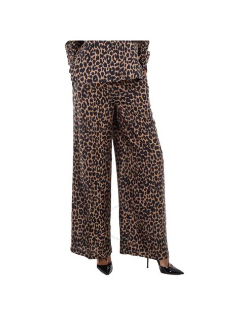 Max Mara Ghinea Leopard Silk Wide-Leg Pants