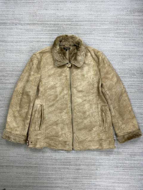 Other Designers Vintage FINWAY Suede Leather Faux Fur Lined Jacket