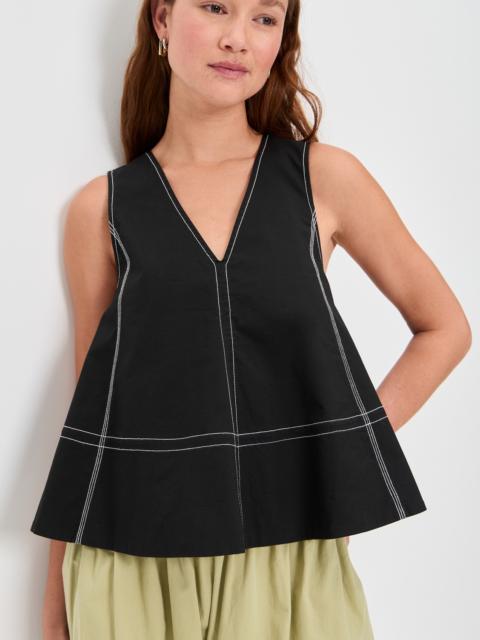 GANNI Stretch Cotton A-line Top