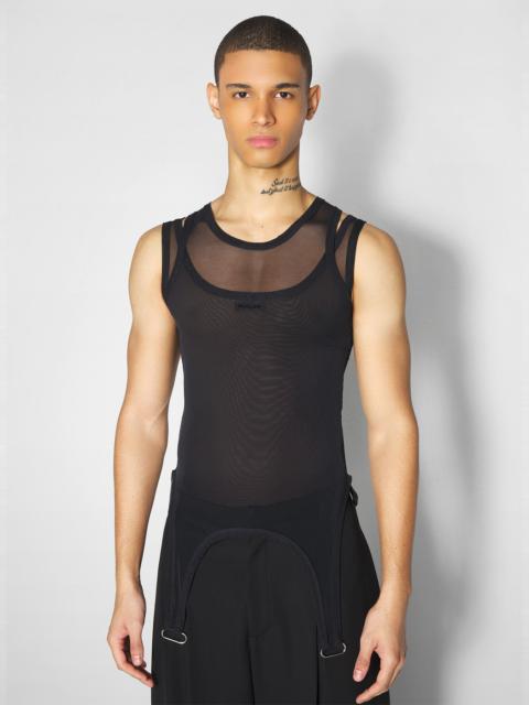 MUGLER black garter tank top