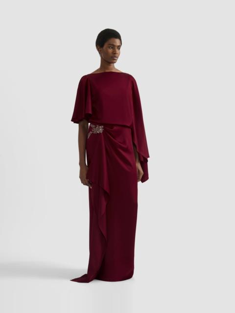 Erdem EMBELLISHED SATIN CADY DRAPED GOWN