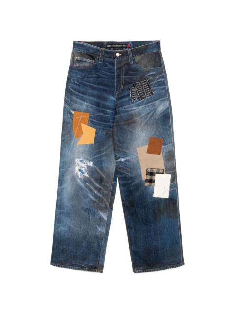 patchwork printed jeans
