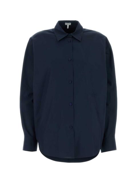 Loewe Loewe Women Navy Blue Poplin Shirt