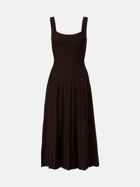 STAUD Ellison pleated knitted midi dress