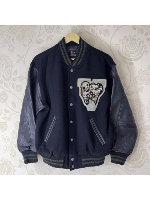 Other Designers Leather × Vintage - Vintage Quilted Leather Letterman Varsity Jacket By VAN