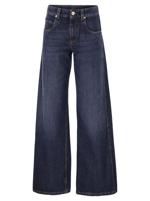 Brunello Cucinelli Brunello Cucinelli Women Wide Trousers In Authentic Denim With Jewellery