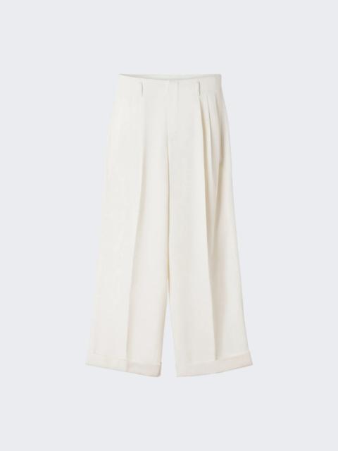 Lanvin Wide-leg Wool Trousers Ecru