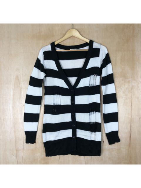 Other Designers Homespun Knitwear - Distressed Colza Stripe Knit Cardigan Like Kurt Cobain
