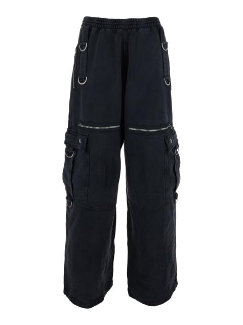 BALENCIAGA Balenciaga Men Black Trousers With Cargo Pockets And Applied Rings On Front And Back In Cotton Man