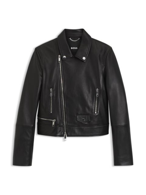 BOSS LEATHER BIKER JACKET IN A REGULAR FIT