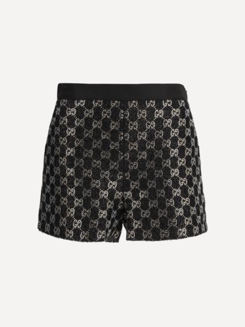 GUCCI Tweed wool lamé embroidered Shorts