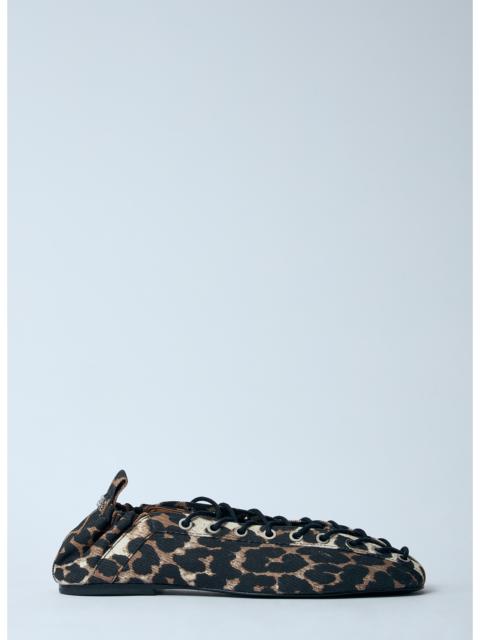 Ganni Women Leopard Oleatex Ballerina Flats
