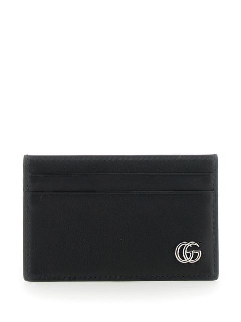 GUCCI Gucci Men Cardholder With Gg Plate On The Front In Black Leather For Men