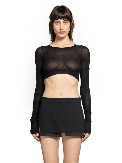 Rick Owens Temple Ls Crop Tee In Viscose Silk Rib
