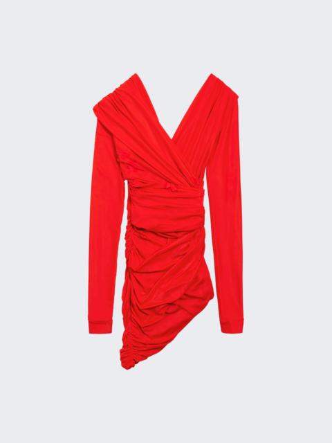 BALENCIAGA Draped Dress Red