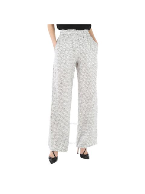 Burberry Burberry Seighford Monogram Print Silk-twill Wide-leg Trousers