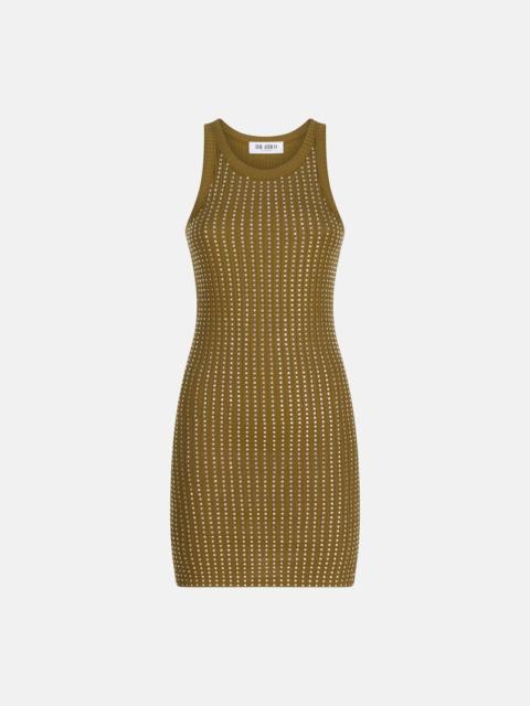 The Attico Military Green Mini Dress With Rhinestones Women