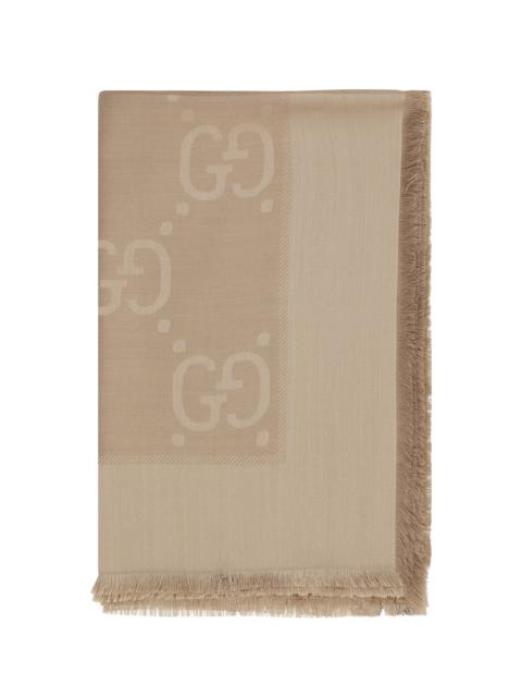 GUCCI Gucci Wool and Silk Scarf Camel Women
