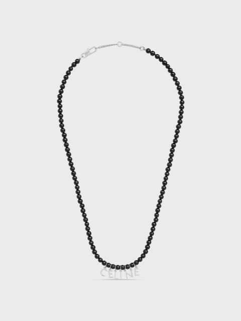 CELINE Celine Monochroms Beads Necklace in Onyx and Brass with Rhodium Finish