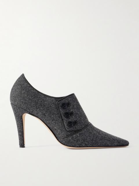 Manolo Blahnik Perluja 90 Leather-trimmed Tweed Pumps