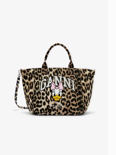 GANNI GANNI X DISNEY DAISY DUCK LEOPARD SMALL TOTE