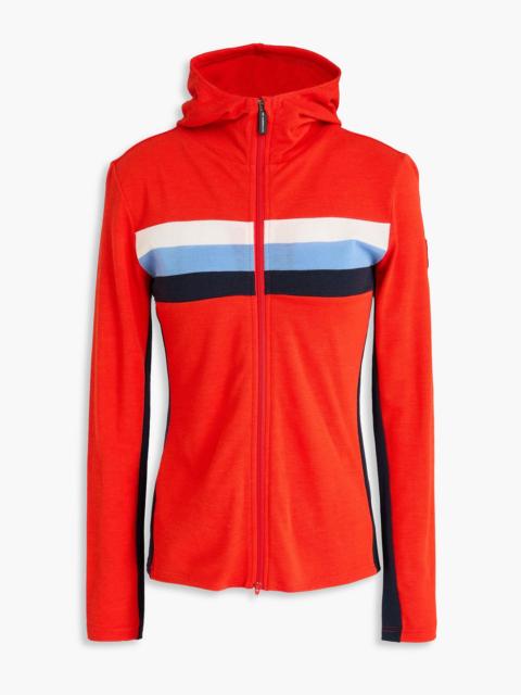 Other Designers Striped wool-blend piqué hooded zip-up base layer