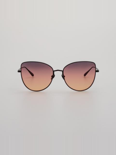LINDA FARROW Eloise Cat Eye Sunglasses in Matt Nickel