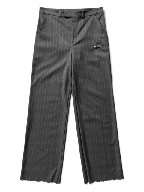 umbro frayed pinstriped trousers