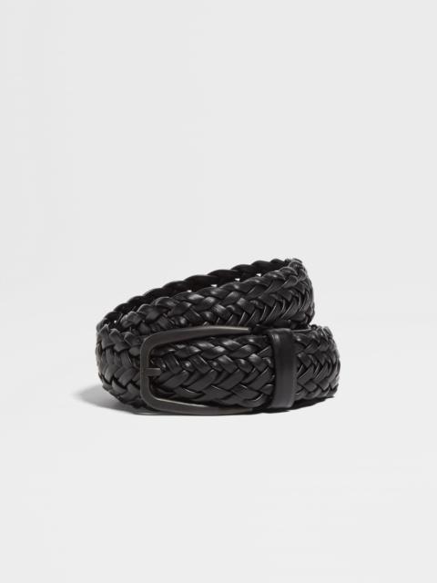 ZEGNA BLACK LEATHER BELT