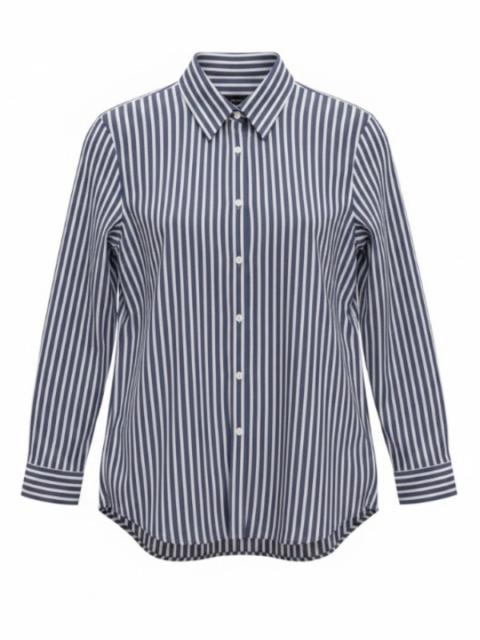 NILI LOTAN Raphael Classic Shirt in Midnight/White Stripe