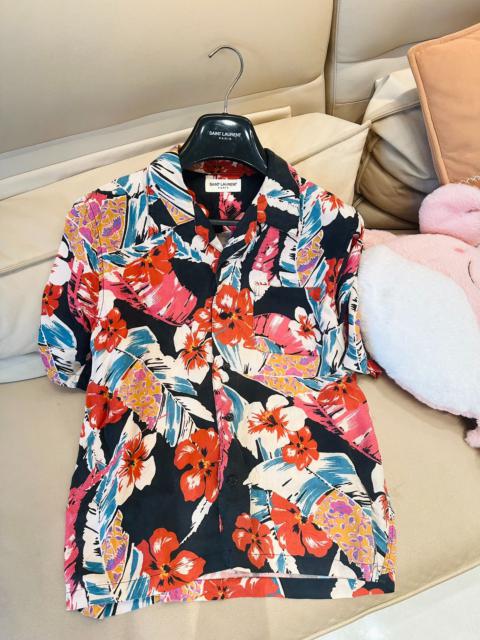 SAINT LAURENT saint laurent paris 19ss tropical flowers lyocell hawaiian shirt